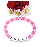 chloe bracelet love  Bracelet CHLOE personnalisé sur fil élastique avec prénom, texte, message, logo, initiale lettres de l\'alphabet A-Z; création sur mesure; Bijoux fantaisies nominées Handmade