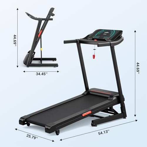 Image of THERUN Home Treadmill with Incline 15% Auto Adjust, 3.0 HP Treadmill with LED Strip, Heart Rate Monitoring Incline,16.5 inch Wider Running Belt