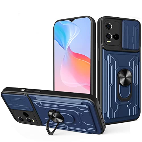 ISOI Funda para Vivo Y21 / Vivo Y21s / Vivo Y33s, con [Protección de Cámara] 360 Anti-Choque Magnético iman Soporte Carcasa Silicona Protección Militar Caso para Vivo Y21 / Y21s / Y33s - Azul Cover