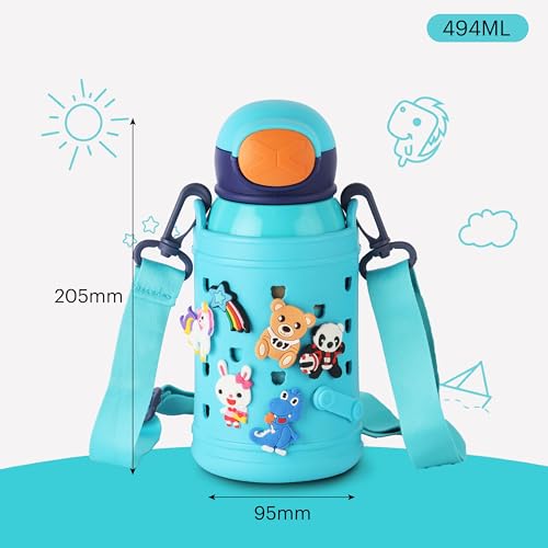 Image of Cello Joytron Kids Flask | Stainless Steel Keeps Drinks Cool or hot for an Extra Long time | Double Walled Vacuum Insulated Technology | Leak Proof lid | 550ml, Blue