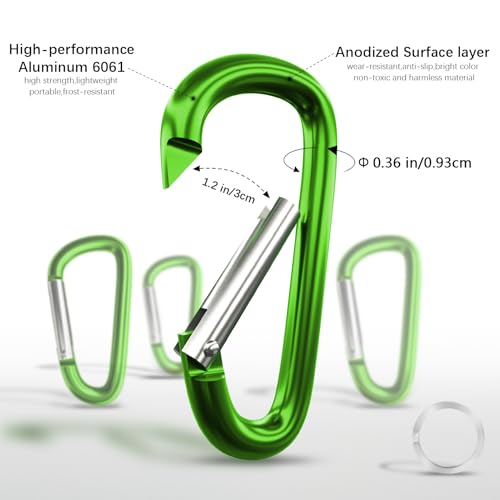 Image of sprookber 4 inch & 5 inch Extra Large Aluminum Carabiner D Ring, Caribeener Clips, Spring Snap Hook for Keychain Clip, Set of 4
