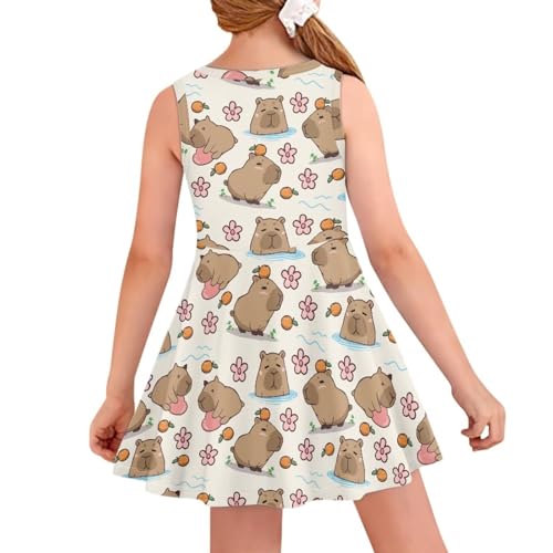 INSTANTARTS Girls Dress Breathable Stretch Tank Swing Midi Dresses Sleeveless Round Neck Summer Skater Dress2