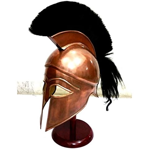 Medieval Greek Spartan Corinthian Helmet with Black Plume Ancient Armour Helmet Replica Cover