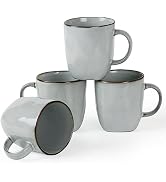Famiware Ocean Round Large Pasta Bowls Set of 4, Gray
