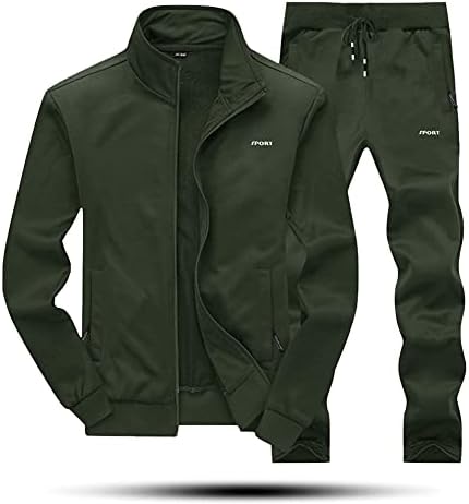 MAGNIVIT Men's Sportswear Outfits Athletic Tracksuit Set Full Zip Jogging Sweatsuit #1 Army Green