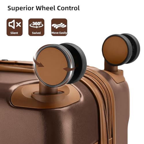 Image of LARVENDER Carry On Luggage 22x14x9 Airline Approved with Spinner Wheels, Expandable 20 Inch Luggage with TSA Lock, Hard Shell Carry On Suitcases for Women Men, Maple