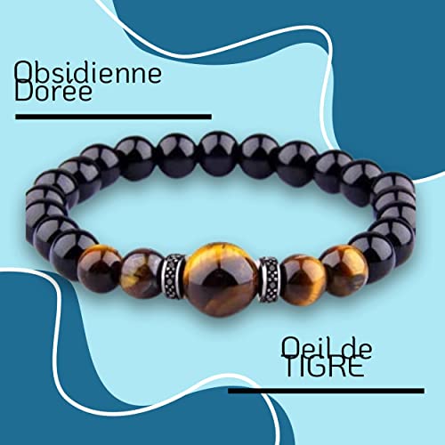 PIERRETOILES Bracciale Reflet d'oro in ossidiana...