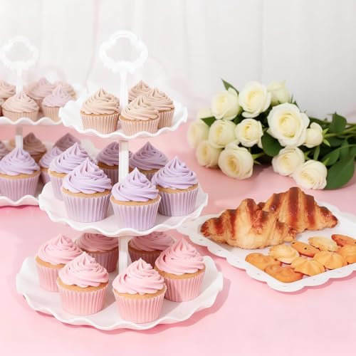 VISCOO 36 Pack Cupcake Stand, Dessert Table Display Set, 3-2 Tiered Tray Stand & Cupcake Holder Display Tower for Wedding, Serving Trays for Tea Party, Birthday, Dessert Stands for Baby Shower - Image 3