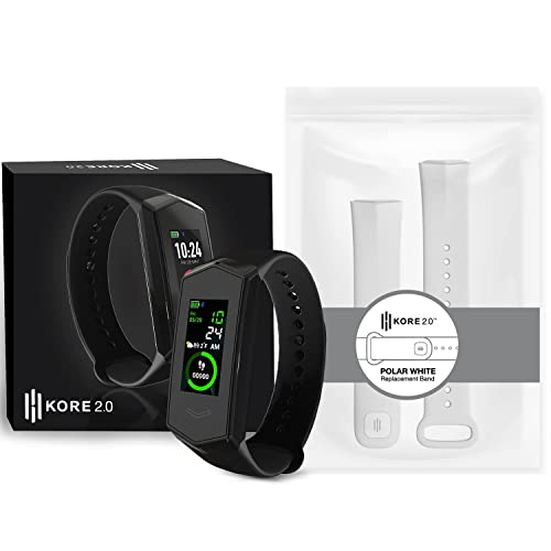 KORE 2.0 Fitness Tracker Bundle (White) - Smart Fitness Watch with Replacement Band | Fitness Watches for Women & Men | Exercise Watch Tracks Calories| Sleek Health Tracker Wristband