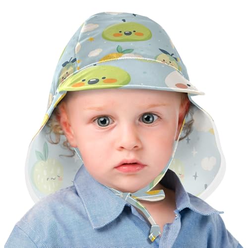 Cartoon Cute Fruits Cloud Blue Toddler Baby Beach Hat Boys Water Hats Baby Girls' UPF 50+ Neck Flap Traveling Camping2