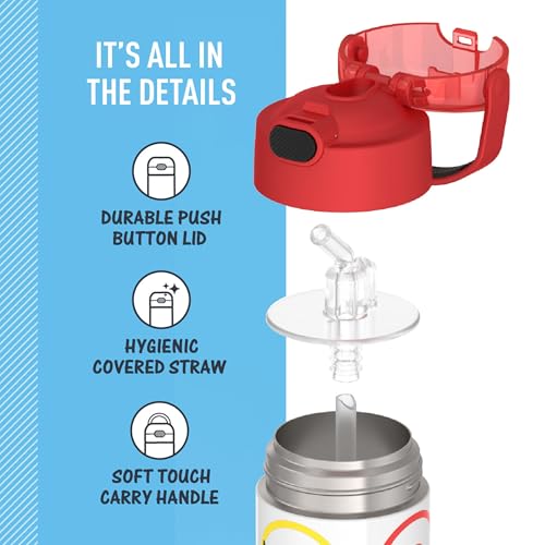 Thermos FUNTAINER 12 Ounce Stainless Steel Vacuum Insulated Kids Straw Bottle, Pokemon