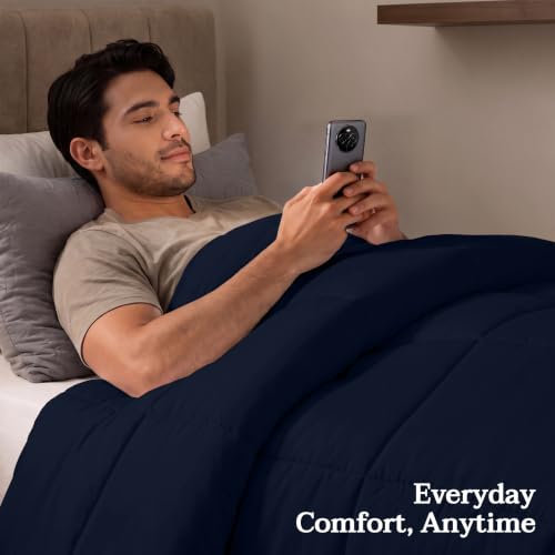 Image of Utopia Bedding Comforters Twin Size, All Season Duvet Insert, Down Alternative Box Stitched Bed Comforter with Corner Tabs, Machine Washable (Navy)