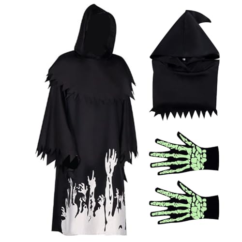 Cape d'Halloween pour enfants faucheuse mortelle phosphorescente