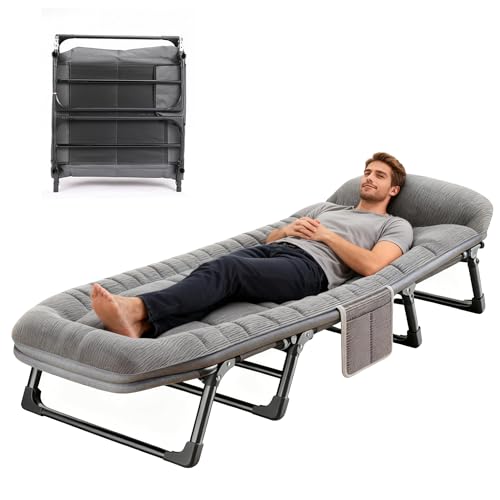 Camping Bed for Adults with Mattress 6-Position Adjustable 300kg Load