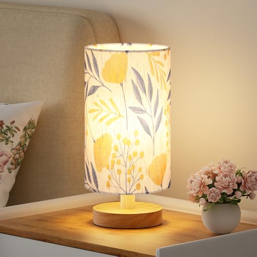 Image of Fenmzee Ginkgo Table Lamp for Bedroom - Inline Control, Small Bedside Lamp with 3000K A15 LED Blub, Easy Assembly (Ginkgo Cream Shade, 9 inch Inline Control)