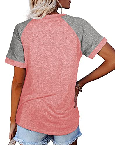 Fallorchid Women's Short Raglan Sleeve T-Shirts Casual Color Block Tops #TOP1