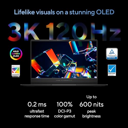 Image of ASUS Vivobook S 16 OLED (2024), 16 inch(40.64cm) 3.2K OLED 16:10 120Hz, Intel Core Ultra 7 155H, Thin and Light Laptop (16GB LPDDR5X /1TB SSD /Intel Arc Graphics /Win11 /Black /1.50 Kg), S5606MA-MX752WS