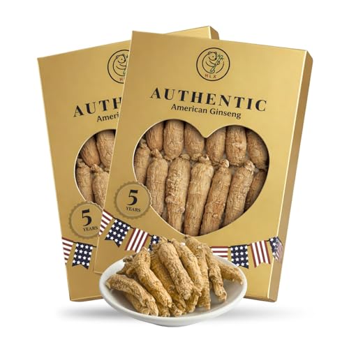 2 Boxes American Ginseng Root Organic American Panax Ginseng 4oz/Box Hand-Selected Wisconsin Ginseng Root Traditional Herbal for Tea Soup & Daily Use (8 Ounce)