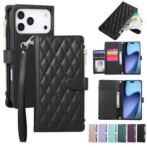 Étui en cuir iPhone 12 rabat aimanté et compartiment zip vert - 2
