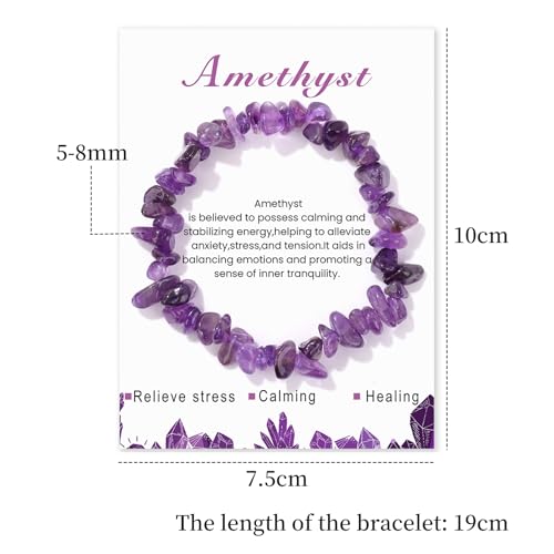 Crystal Bracelet for Women Handmade 8mm Raw Crystal Bracelets Natural Stone Bracelets Semi-Precious Gemstone Bracelets Stretch Healing Bracelet Jewelry Gifts for Women2