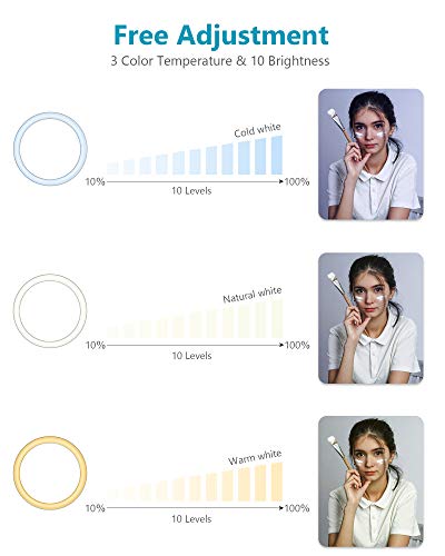 Entil 12\'\' Selfie Ring Light Mini LED Camera Lighting with Tripod and Cell Phone Stand Holder for YouTube Video Shooting/Photography Livestream Beauty Makeup, Compatible with iOS Android - Thumbnail 4