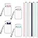 Produktbild FRSWAY Wiederverwendbare zusammenklappbare Silikonstrohhalme - Tragbarer Trinkhalm mit Tragetasche und Reinigungsbürste, BPA-frei - Grün Blau Rosa Grau-4pack