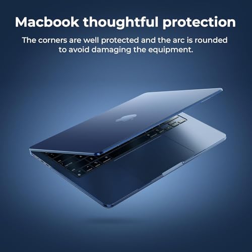 EooCoo Case Compatible with MacBook Air 13 inch M5 2026-2022 M4 M3 M2 A3449 A3240 A3113 A2681, Crystal Hard Shell Scratch Resistant Protective Cover for Mac Air 13.6 inch, Midnight by EooCoo - Image 7