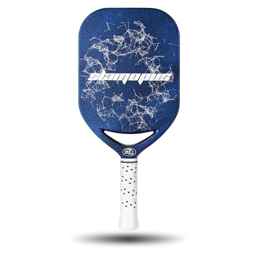 Slamopus Pro Pickleball Paddle| T700 Carbon Fiber Pickleball Paddles with 16mm Polymer Honeycomb Core & Overgrips| Premium Pickle Ball Racket Enhanced Control & Spin & Power| USAPA Approved（Blue）