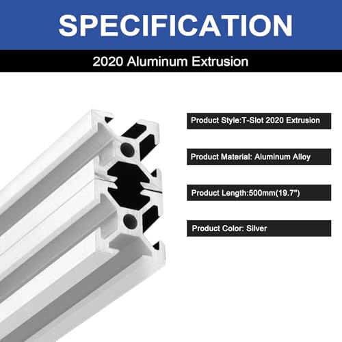 Profilé aluminium 2020 de 500 mm pour rigidifier un châssis de machine