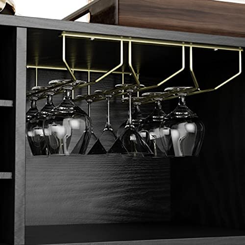 Ikifly Accent Kitchen Sideboard Buffet Cabinet With Storage, Wood Bar Cabinet Server Cupboard With 12 Wine Bottle Rack, Stemware Holder And Drawers, For Kitchen Dinning Room Living Room - Black #TOP4