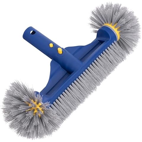 POOLAZA Pool Brush with Round Ends, Premium Pool Brushes for Cleaning Pool Walls & Tiles, 12.5'' Pool Brush Head for Inground Pools/Above Ground Pools, Spa, Hot Tub, High-Efficiency Pool Scrub Brush Cover