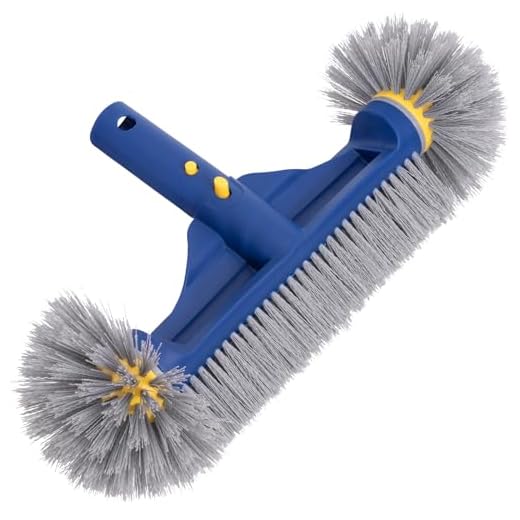 POOLAZA Pool Brush with Round Ends, Premium Pool Brushes for Cleaning Pool Walls & Tiles, 12.5'' Pool Brush Head for Inground Pools/above Ground Pools, Spa, Hot Tub, High-Efficiency Pool Scrub Brush
