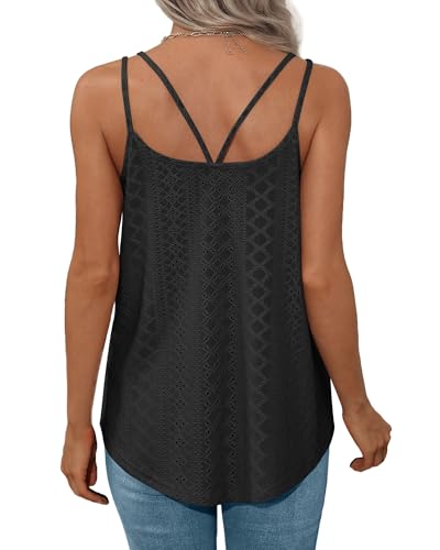 XIEERDUO Womens Tank Tops Spaghetti Strap Camisoles Eyelet Embroidery Scoop Neck Tops2