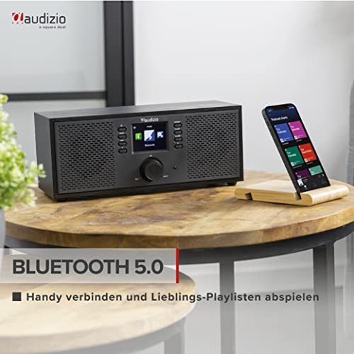 Audizio Rimini Internet Radio WLAN, Bluetooth Radio mit Fernbedienung, Spotify Connect, Sleeptimer, Alarmfunktion, modernes Küchenradio mit Display - Schwarz – Bild 4