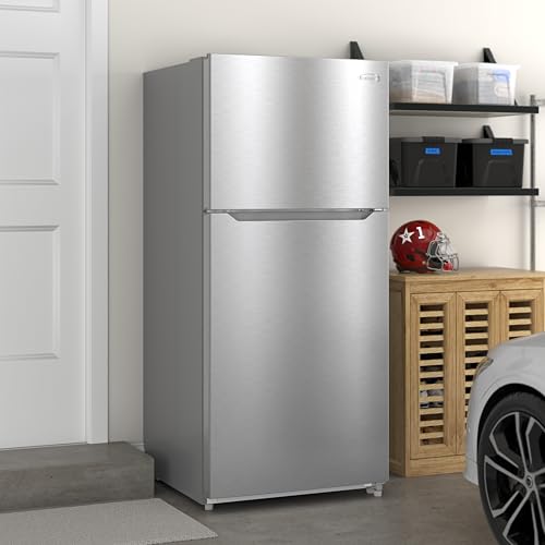 Image of KoolMore 30 Inch 18 Cu Ft Top Freezer Refrigerator, Stainless Steel, Freestanding Full Size Fridge Freezer for Home Kitchen or Garage
