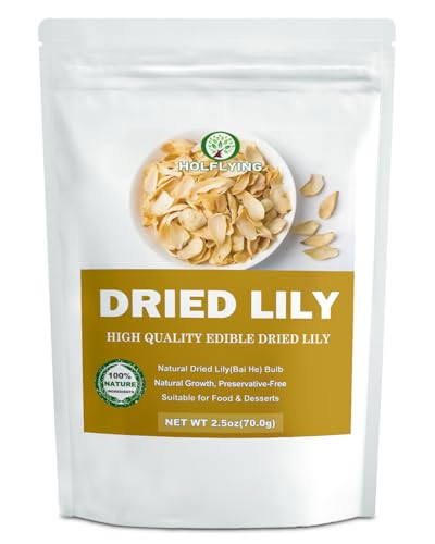 Natural Dried Lily Bulb - 3.5 oz, Cut & Sifted, All-Natural Dried Lily Petals for Food and Desserts, Vegan, Non-GMO