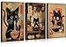 3Pcs Japanese Ramen Cat Wall Art Funny Cat Eating Ramen Posters Prints Vintage Japan Kitchen Pictures Cute Black Cat Wall Decor for Dining Living Room Animal Lover Gifts 12x16in Unframed