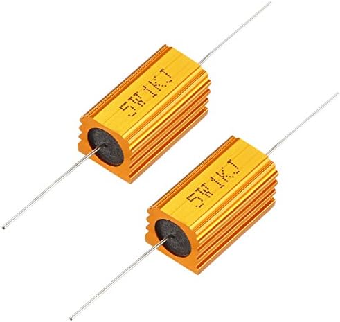 sourcingmap 2 Pcs Aluminum Case Resistor 5W 1K Ohm Wirewound for LED Replacement Converter 5W1KRJ