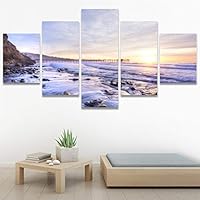 SIGNWIN 5 Panel Canvas Wall Art Modern Art Beach Coastal Multicolor Photography Relax/Calm Romantics for Home Decorations Ready to Hang - 60