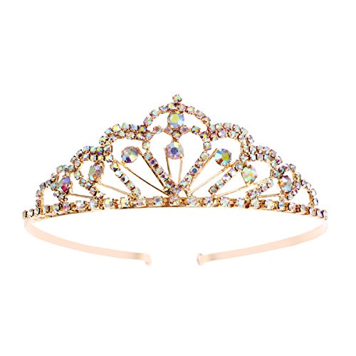 FRCOLOR Piedras del Strass Tiara Corona Cristal de chispa Colorido Peine Diamante Princesa Tiara Casco nupcial Boda Tiara nupcial Cover