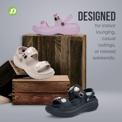 Image of DOCTOR EXTRA SOFT Women's Metallic Charms Fashion Slippers /Sandals With Adjustable Back Strap|Comfortable|Lightweight|Stylish & Anti-Skid|Waterproof Casual Beach Slides Mules Girls & Ladies D-533