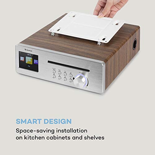 auna Silver Star Chef Küchenradio, Unterbauradio, 10W RMS / 20W max, CD-Player, Bluetooth-Funktion, Radio: Internet/DAB+/UKW, 2,4" TFT Farbdisplay, USB-Port, AUX-Eingang, Silber – Bild 8