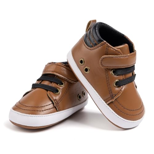 Image of CENCIRILY Baby Boys Girls High Top Sneakers Soft Soles Anti Skid Infant Ankle Shoes Toddler Prewalker First Walking Crib Shoes