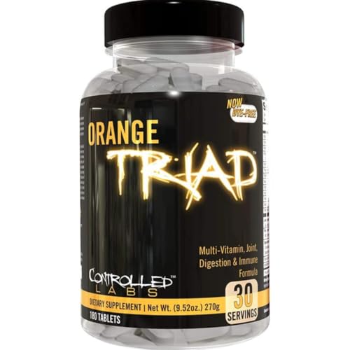 CONTROLLED LABS Orange Triad Daily Multivitamin, Iron Free Sports Supplement for Workout, Digestion, Immune, and Joints, 30 serv - Tablets (180 Count (Pack of 1))