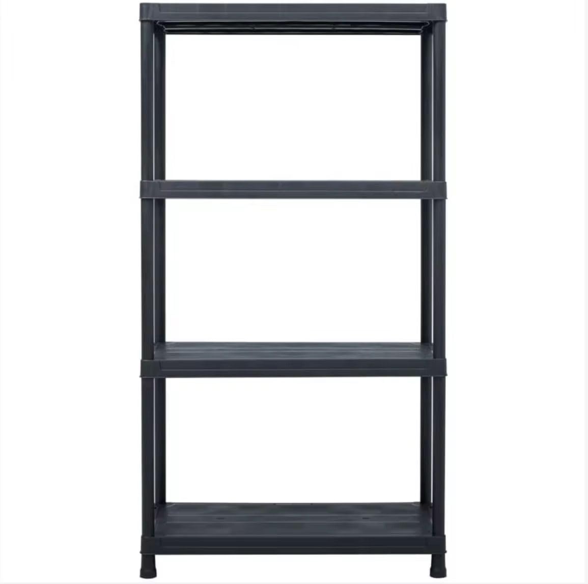 Easy Shopping ® 4/5 Tier Black Heavy Duty 60CM Wide Plastic Shelving Unit Storage Organised Garage/Home/Pantry Racking Shelf Shelves Workbench Workman Bays Racking Tools Paint (Black, Large, 4) — image 1