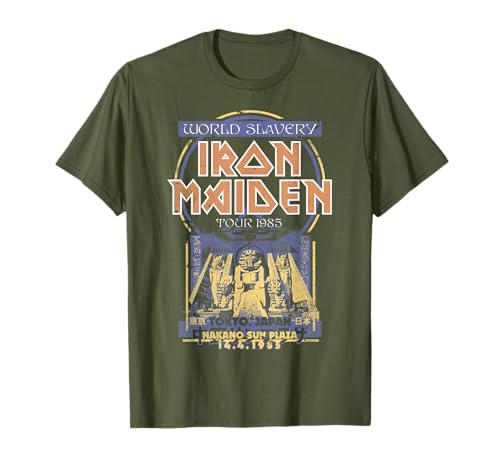 Iron Maiden World Slavery Japanese Flyer Olive T-Shirt