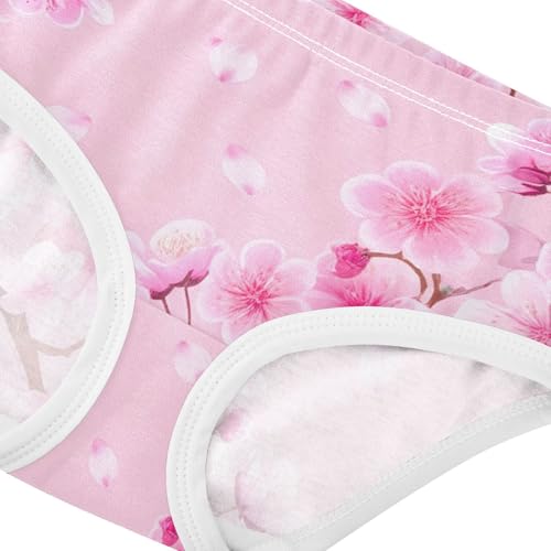 Pink Cherry Blossom Flowers Petal Panties Little Girl Toddler Girls Underwear Cotton Florals Briefs Kids Undies 2t4