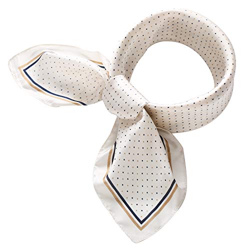 RIIQIICHY Women s 27.6   Silk Satin Square Polka Dot Print Hair Head Scarf Neckerchief