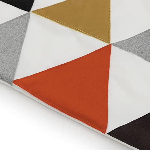 Jwh Velvet Throw Pillow Cover Decorative Rectangle Cushion Cover Triangle Applique Accent Pillow Cases Handmade Pillowcase Couch Bed Bedroom Office 12X24 Inch Colorful White #TOP7