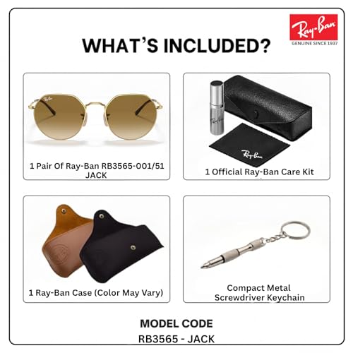Image of Ray-Ban RB3565 Jack Square-Round Shape Sunglasses with Official Kit